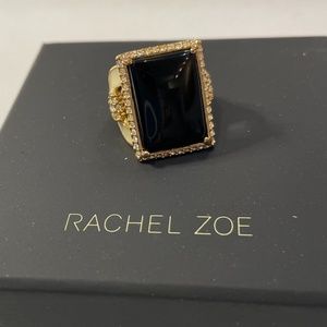 Rachel Zoe - Art Deco Onyx ring w/enamel and rhinestones